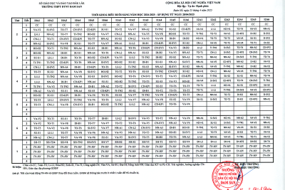 Thời khóa biểu học kỳ 2 (áp dụng từ ngày 28-4-2025)